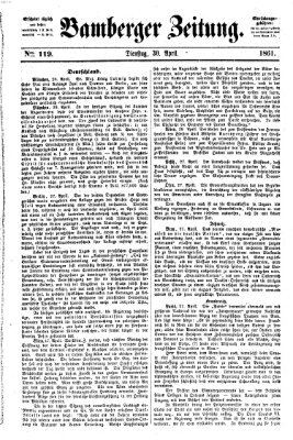 Bamberger Zeitung Dienstag 30. April 1861