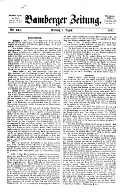 Bamberger Zeitung Mittwoch 7. August 1861