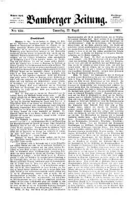 Bamberger Zeitung Donnerstag 22. August 1861