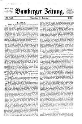 Bamberger Zeitung Donnerstag 19. September 1861