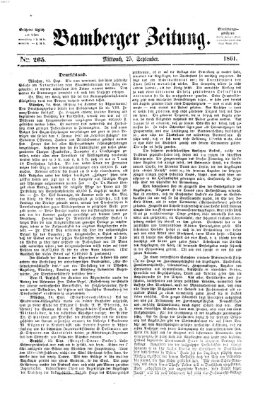 Bamberger Zeitung Mittwoch 25. September 1861