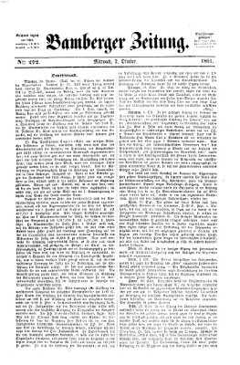 Bamberger Zeitung Mittwoch 2. Oktober 1861