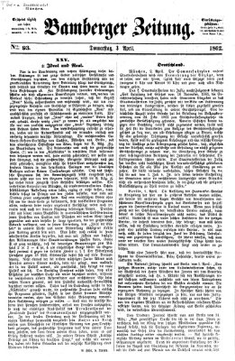 Bamberger Zeitung Donnerstag 3. April 1862