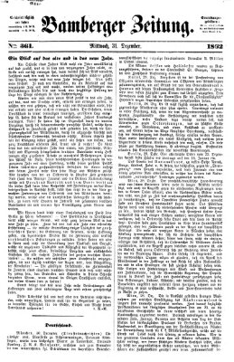 Bamberger Zeitung Mittwoch 31. Dezember 1862