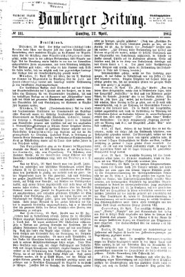 Bamberger Zeitung Samstag 22. April 1865