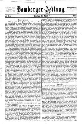 Bamberger Zeitung Dienstag 25. April 1865