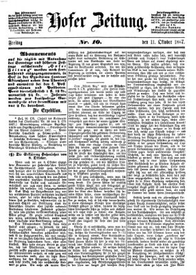 Hofer Zeitung Freitag 11. Oktober 1867