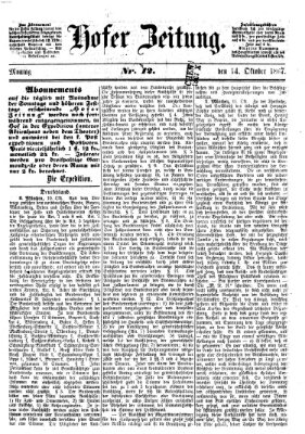 Hofer Zeitung Montag 14. Oktober 1867