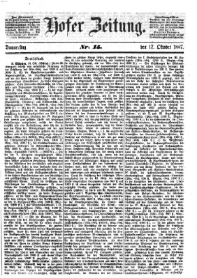 Hofer Zeitung Donnerstag 17. Oktober 1867