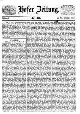 Hofer Zeitung Mittwoch 23. Oktober 1867