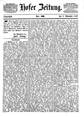 Hofer Zeitung Samstag 2. November 1867