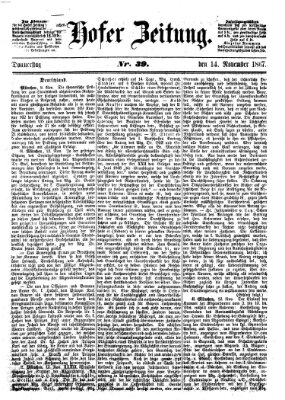 Hofer Zeitung Donnerstag 14. November 1867