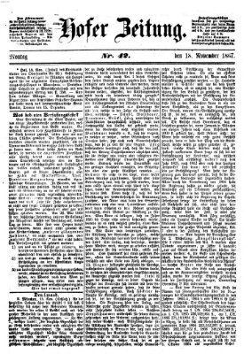 Hofer Zeitung Montag 18. November 1867