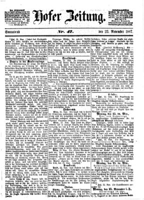 Hofer Zeitung Samstag 23. November 1867