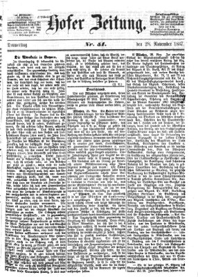 Hofer Zeitung Donnerstag 28. November 1867