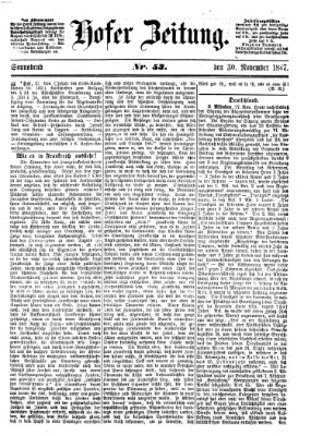 Hofer Zeitung Samstag 30. November 1867