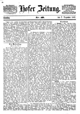 Hofer Zeitung Samstag 7. Dezember 1867