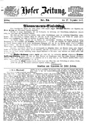 Hofer Zeitung Freitag 27. Dezember 1867