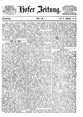 Hofer Zeitung Donnerstag 2. Januar 1868