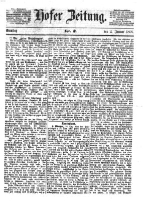 Hofer Zeitung Samstag 4. Januar 1868