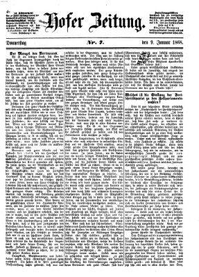 Hofer Zeitung Donnerstag 9. Januar 1868