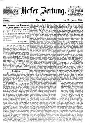 Hofer Zeitung Montag 13. Januar 1868