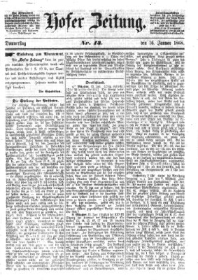 Hofer Zeitung Donnerstag 16. Januar 1868