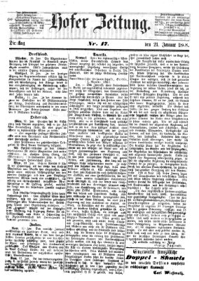 Hofer Zeitung Dienstag 21. Januar 1868