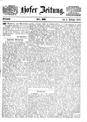 Hofer Zeitung Mittwoch 5. Februar 1868