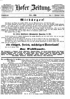 Hofer Zeitung Samstag 8. Februar 1868