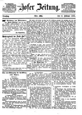 Hofer Zeitung Dienstag 11. Februar 1868