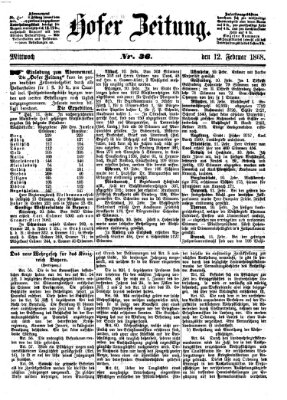 Hofer Zeitung Mittwoch 12. Februar 1868