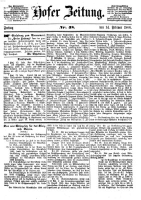 Hofer Zeitung Freitag 14. Februar 1868