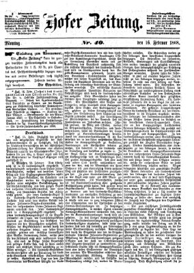 Hofer Zeitung Sonntag 16. Februar 1868