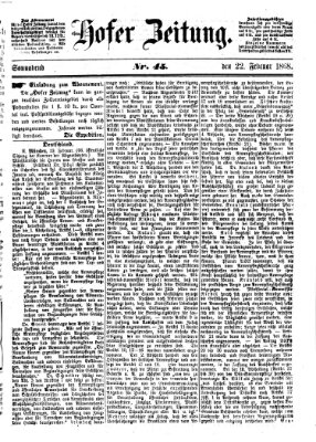 Hofer Zeitung Samstag 22. Februar 1868