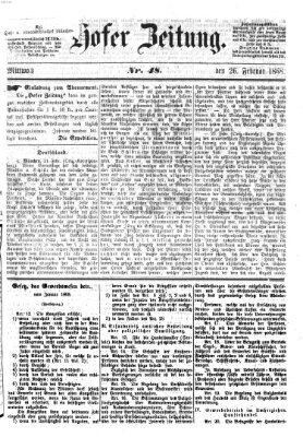 Hofer Zeitung Mittwoch 26. Februar 1868