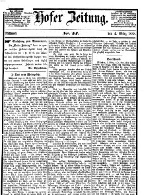 Hofer Zeitung Mittwoch 4. März 1868