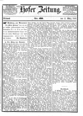 Hofer Zeitung Mittwoch 11. März 1868