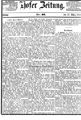 Hofer Zeitung Freitag 13. März 1868