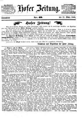 Hofer Zeitung Samstag 21. März 1868