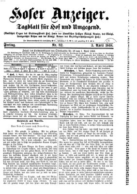 Hofer Zeitung Sonntag 5. April 1868