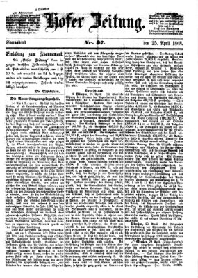 Hofer Zeitung Samstag 25. April 1868