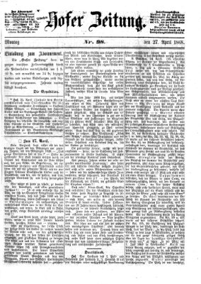 Hofer Zeitung Montag 27. April 1868