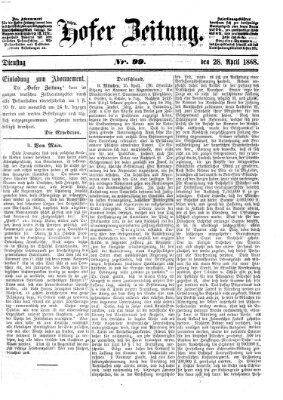 Hofer Zeitung Dienstag 28. April 1868