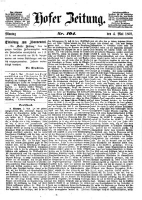 Hofer Zeitung Montag 4. Mai 1868