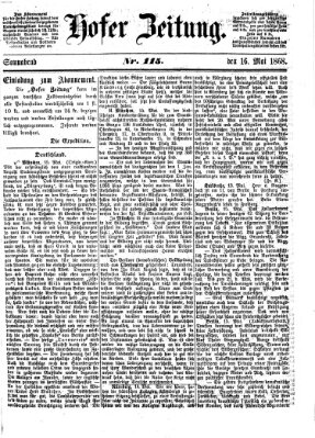 Hofer Zeitung Samstag 16. Mai 1868