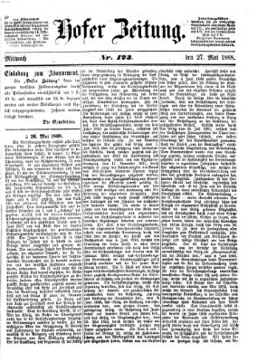 Hofer Zeitung Mittwoch 27. Mai 1868