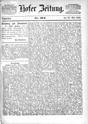 Hofer Zeitung Donnerstag 28. Mai 1868