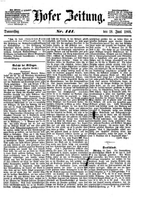 Hofer Zeitung Donnerstag 18. Juni 1868