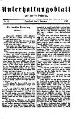 Hofer Zeitung. Unterhaltungsblatt zur Hofer Zeitung (Hofer Zeitung) Samstag 2. November 1867